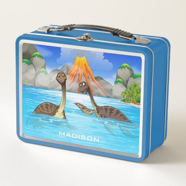 Cute Dinosaurs custom name lunch boxes (Front)