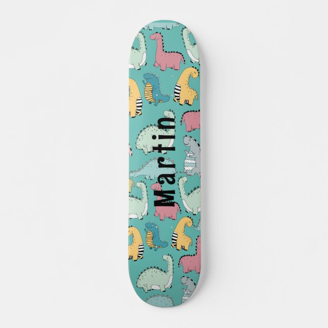 Cute dinosaurs custom name skateboard (Front)