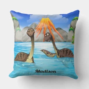 Cute Dinosaurs custom name throw pillows