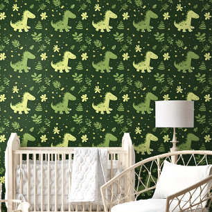 Cute Dinosaurs Green Wallpaper