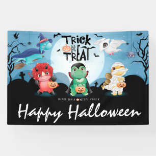 Cute Dinosaurs Halloween Party Banner