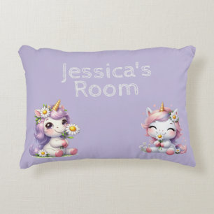 Cute Dinosaurs in Pink and Purple Kids Personalize Decorative Cushion