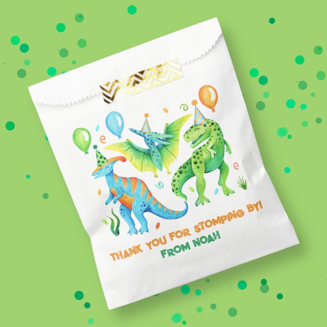 Cute Dinosaurs Jurassic Boy's Birthday Thank you Favour Bag (Cute Dinosaurs Boy's Birthday Favor Bag)