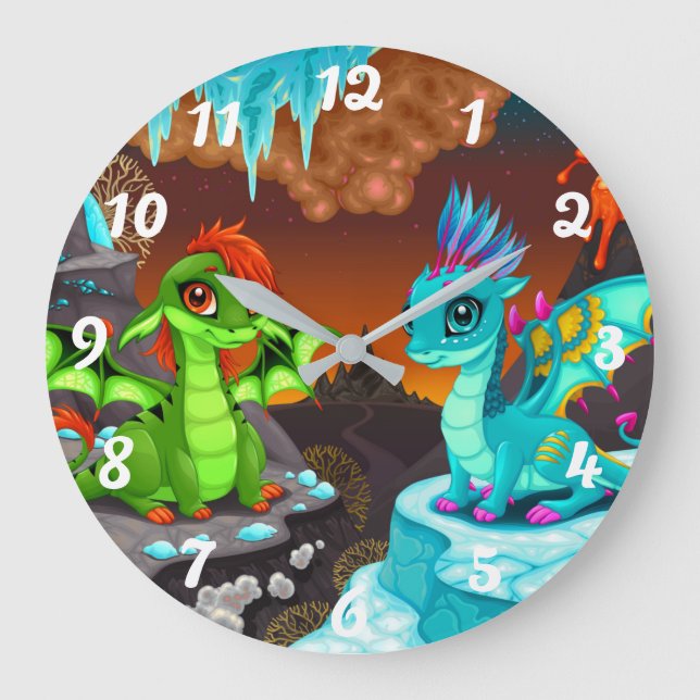 Cute Dinosaurs Large Clock (Front)