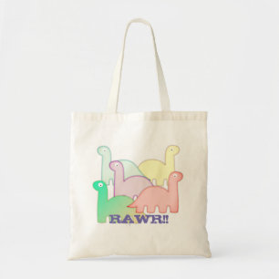 Cute Dinosaurs Pastel Colorful Tote Bag