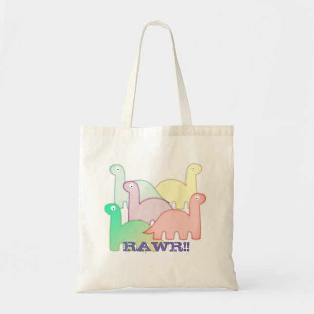 Cute Dinosaurs Pastel Colorful Tote Bag (Front)