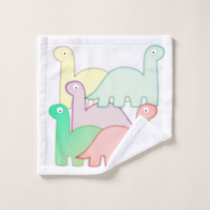 Cute Dinosaurs Pastel Colourful Bath Towel Set