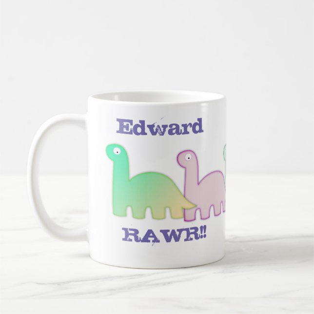 Cute Dinosaurs Pastel Colourful Coffee Mug (Left)