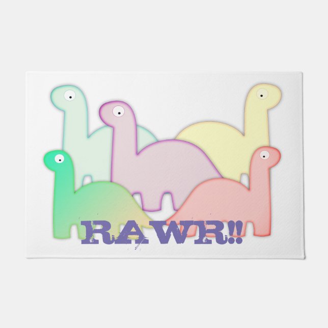 Cute Dinosaurs Pastel Colourful Doormat (Front)