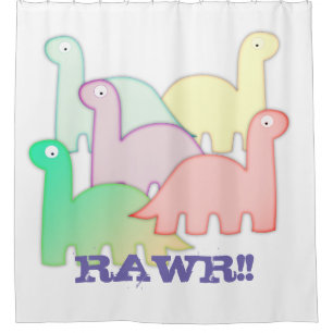 Cute Dinosaurs Pastel Colourful Shower Curtain