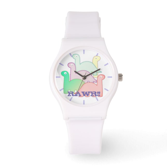 Cute Dinosaurs Pastel Colourful Watch (Front)