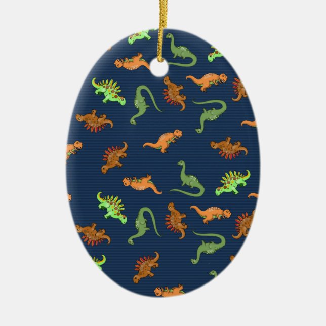 Cute Dinosaurs Pattern Ceramic Ornament (Front)