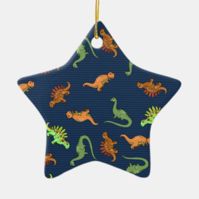 Cute Dinosaurs Pattern Ceramic Ornament (Front)