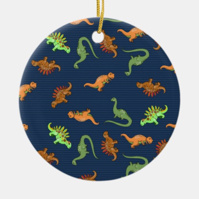 Cute Dinosaurs Pattern Ceramic Ornament (Front)