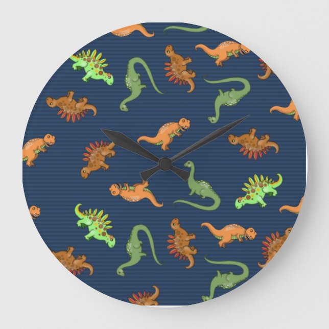 Cute Dinosaurs Pattern Large Clock (Front)