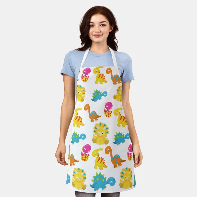 Cute Dinosaurs, Pattern Of Dinosaurs, Baby Dino Apron (Worn)