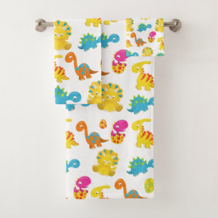 Cute Dinosaurs, Pattern Of Dinosaurs, Baby Dino Bath Towel Set