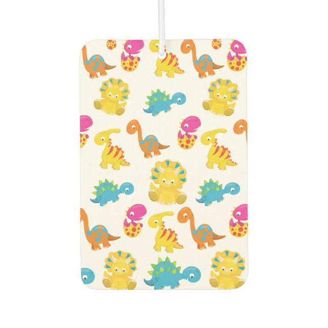 Cute Dinosaurs, Pattern Of Dinosaurs, Baby Dino Car Air Freshener (Front)