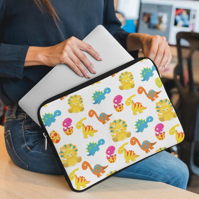 Cute Dinosaurs, Pattern Of Dinosaurs, Baby Dino Laptop Sleeve (Creator Uploaded)