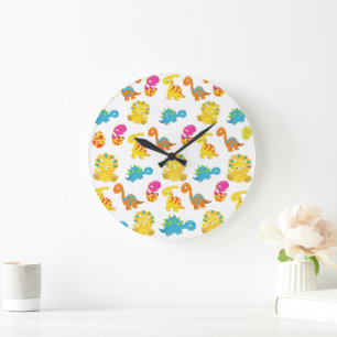Cute Dinosaurs, Pattern Of Dinosaurs, Baby Dino Large Clock