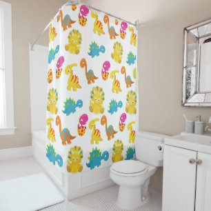 Cute Dinosaurs, Pattern Of Dinosaurs, Baby Dino Shower Curtain
