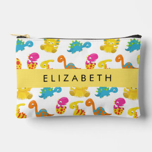 Cute Dinosaurs, Pattern Of Dinosaurs, Your Name Accessory Pouch