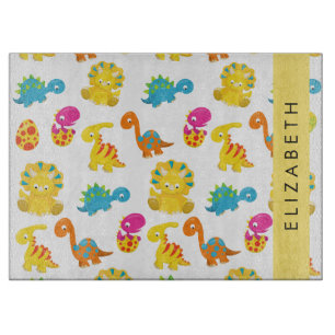 Cute Dinosaurs, Pattern Of Dinosaurs, Your Name Cutting Board