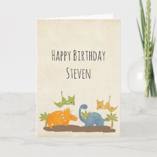 Cute Dinosaurs Prehistoric Wildlife Birthday Card