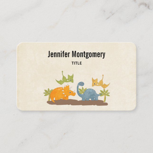 Cute Dinosaurs Prehistoric Wildlife Business Card (Front)