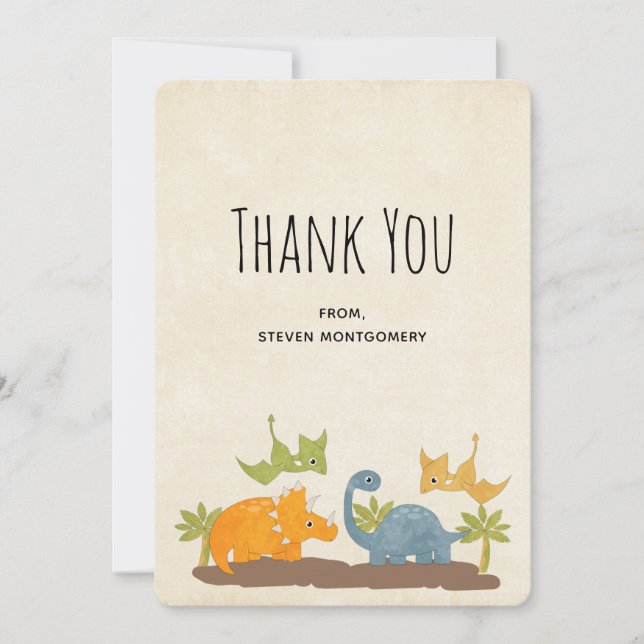 Cute Dinosaurs Prehistoric Wildlife Thank You (Front)