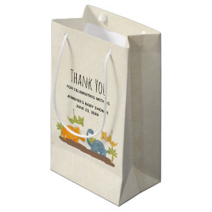 Cute Dinosaurs Prehistoric Wildlife Thank You Small Gift Bag