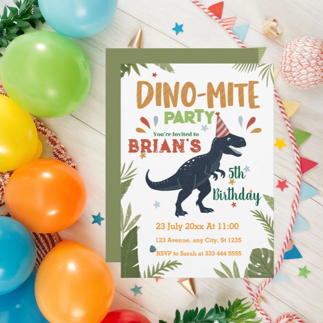  Cute Dinosaurs roar Boy Birthday  Invitation (Creator Uploaded)