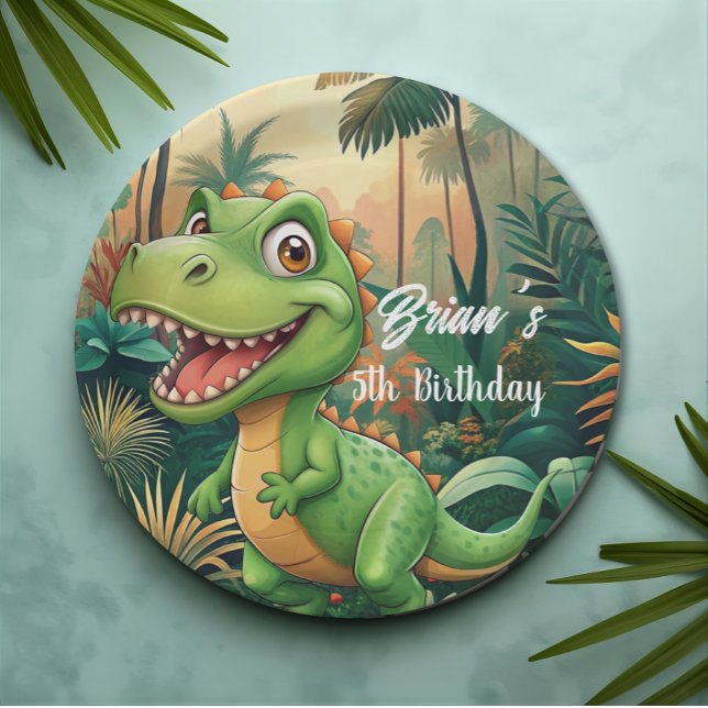 Cute Dinosaurs roar Boy Birthday party  Paper Plate (Creator Uploaded)