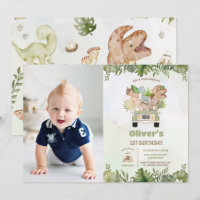 Cute Dinosaurs Safari Car 1st 2nd Birthday Photo