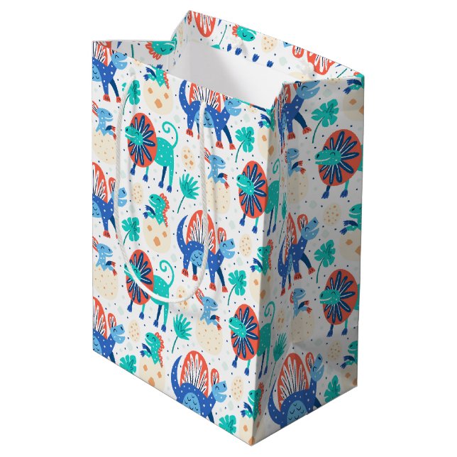Cute dinosaurs seamless pattern medium gift bag (Back Angled)