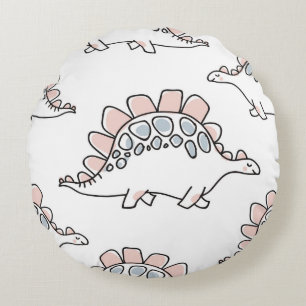 Cute dinosaurs seamless pattern round cushion