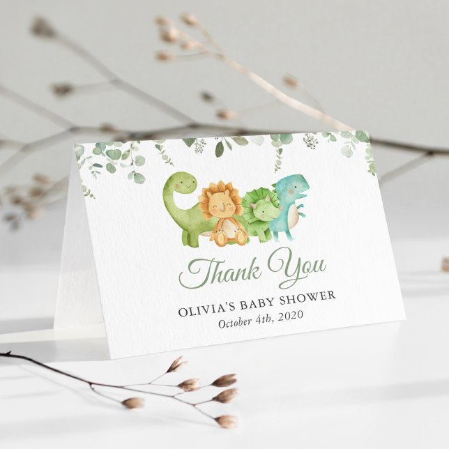 Cute Dinosaurs, T-Rex, Jurassic, Baby Shower Thank You Card (Creator Uploaded)