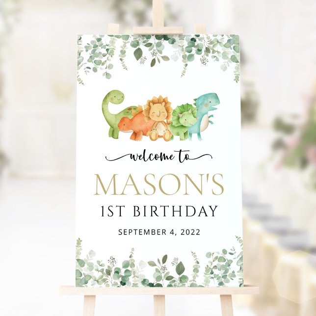 Cute Dinosaurs, T-Rex, Jurassic, Birthday Welcome Poster (Creator Uploaded)