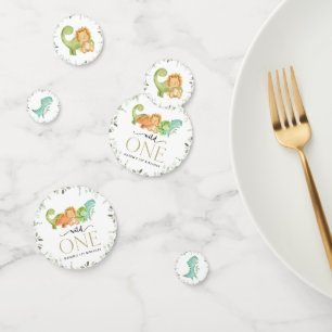 Cute Dinosaurs, T-Rex, Jurassic, First Birthday Confetti