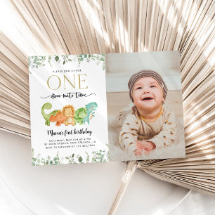 Cute Dinosaurs, T-Rex, Jurassic, First Birthday Invitation