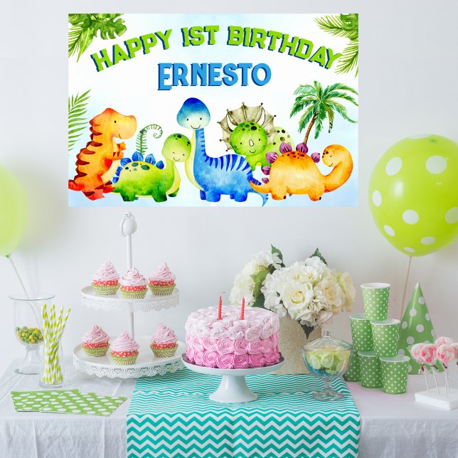 Cute dinosaurs toddler birthday party personalised poster (Creator Uploaded)