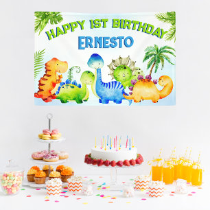 Cute dinosaurs toddler birthday party personalized banner