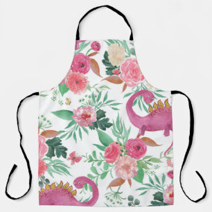 Cute Dinosaurs Vintage Floral Pattern Apron