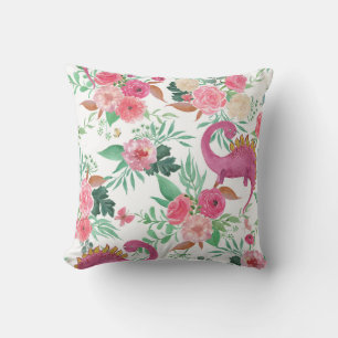 Cute Dinosaurs Vintage Floral Pattern Cushion