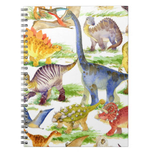 Cute Dinosaurs Watercolor Seamless Art Notebook