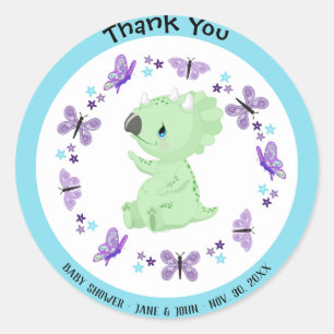 *~* Cute Dinosuar Butterfly Star Thank You Sticker
