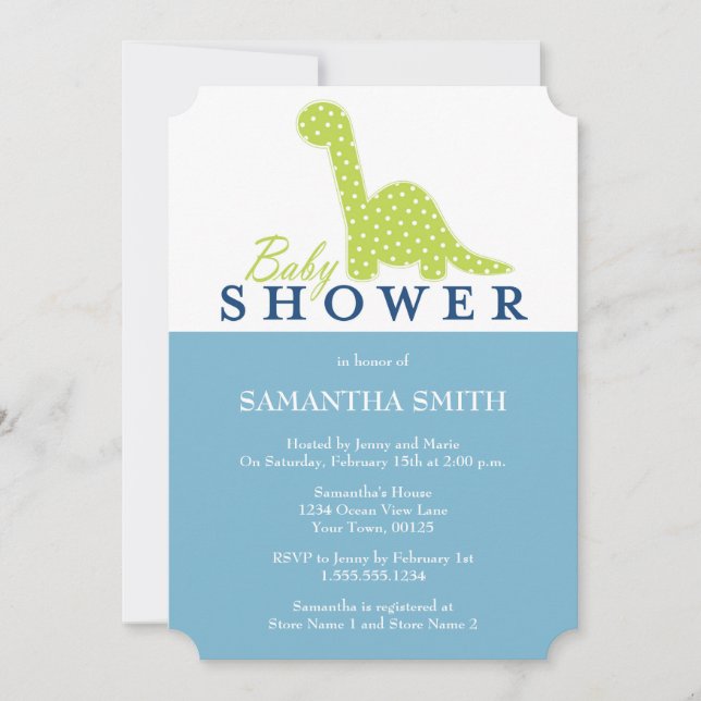 Cute DinoThemed Baby Shower Invitation (Front)