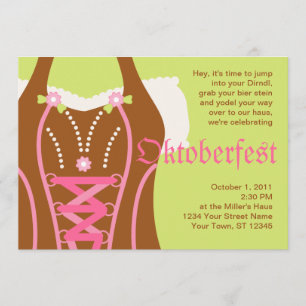 Cute Dirndl Corsage Oktoberfest Invitation