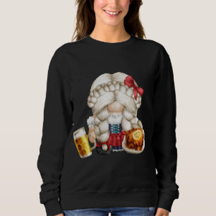 Cute Dirndl Gnomie Girl With Schnitzel And Beer - Sweatshirt