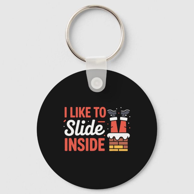 Cute Disc Golf Quote Slide Inside Chains Ultimate  Key Ring (Front)